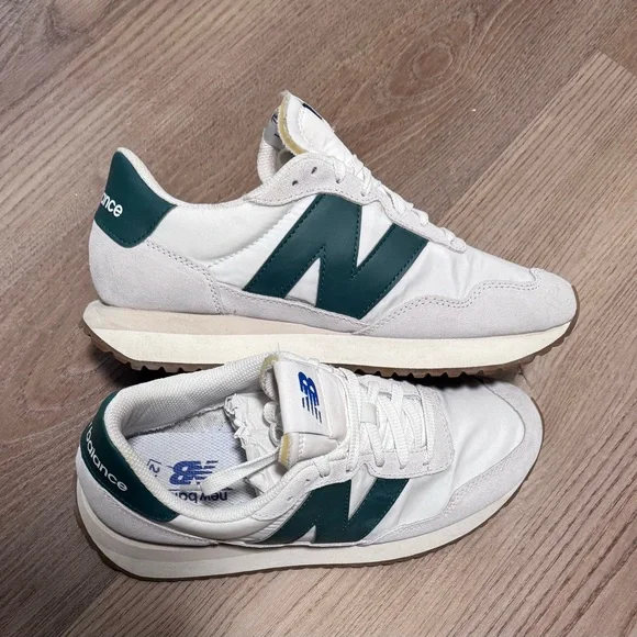 New Balance 237 White and Green Sneakers - Picture 5 of 5